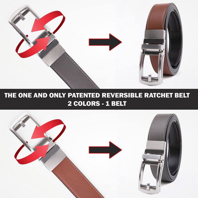 Barry.Wang Mens Belt Business Ratchet Gift Box Set Genuine Leather Waist  Band - ShopStyle